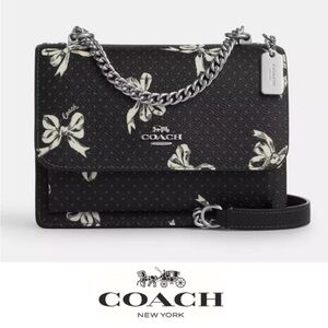 Coach Black Klare Crossbody with Cream Bow Print
